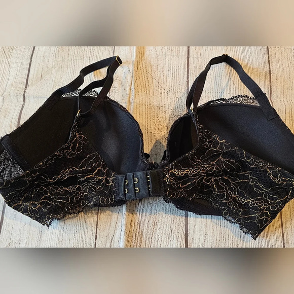 Aerie •Size 34C• Limited Edition Black Gold Underwire Lace Bra w/ Bow Accent - Picture 6 of 7